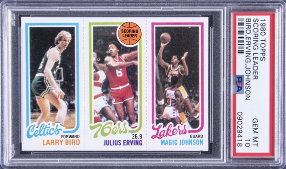 1980-81 Topps Scoring Leader Larry Bird/Magic Johnson Rookie Card – PSA GEM MT 10
